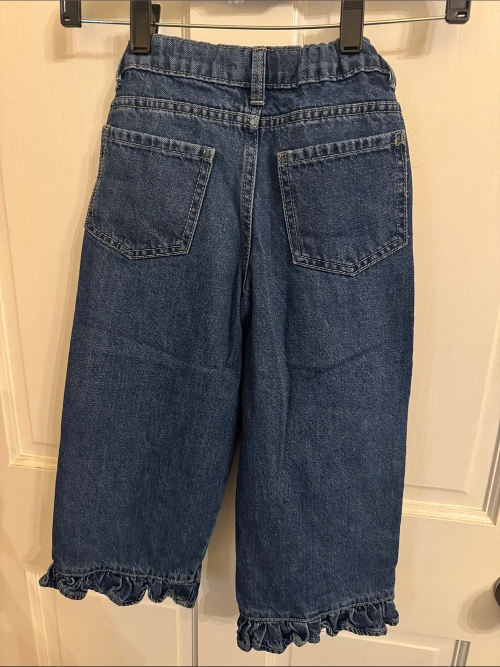 Denim&Co Dark Blue Ruffle-Hem Wide Leg Jeans 5/6